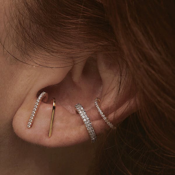 Celestial Hook Earrings in Sterling Silver on model