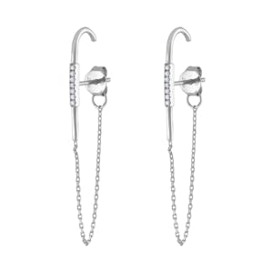 Celestial Suspender Chain Earrings in Sterling Silver