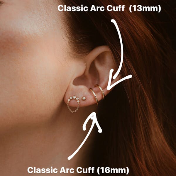 Classic Arc Ear Cuff sizing on model 