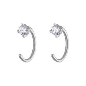 Crystal Huggie Earrings in Sterling Silver
