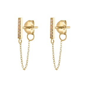 Mini Falling Star Chain Earrings in 14k Gold