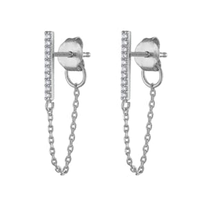 Falling Star Crystal Chain Earrings in Sterling Silver