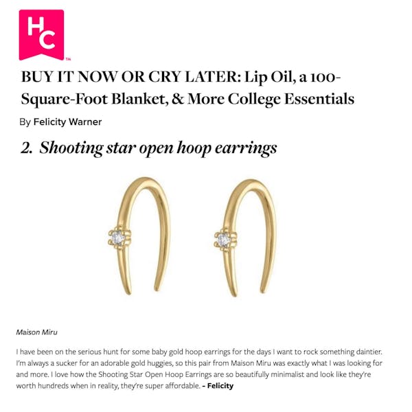Our Shooting Star Open Hoops as seen on Her Campus