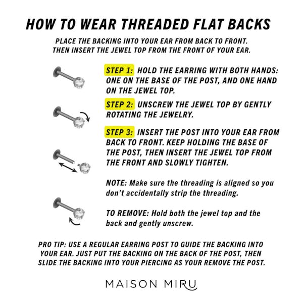 How to Wear the Tiny Dewdrop Threaded Flat Back Earring