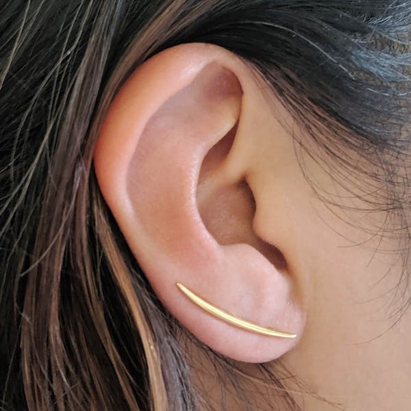 Whisper Ear Climbers in Gold Vermeil on model
