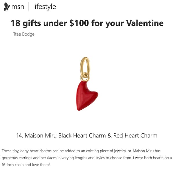 Our Red Heart Charm as seen on MSN