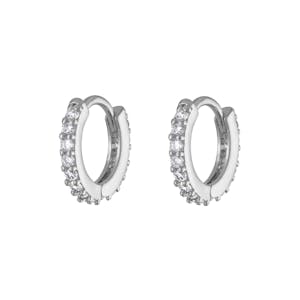 Mini Eternity Hoop Earrings in Sterling Silver