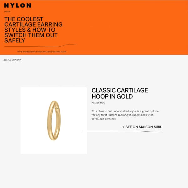 Classic Cartilage Hoop as seen in Nylon