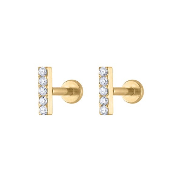 Pave Bar Nap Earrings in Gold