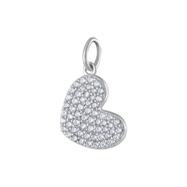 Pave Heart Charm in Sterling Silver