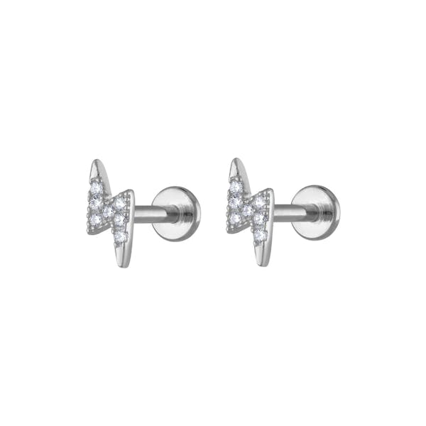 Pave Lightning Nap Earrings in Silver