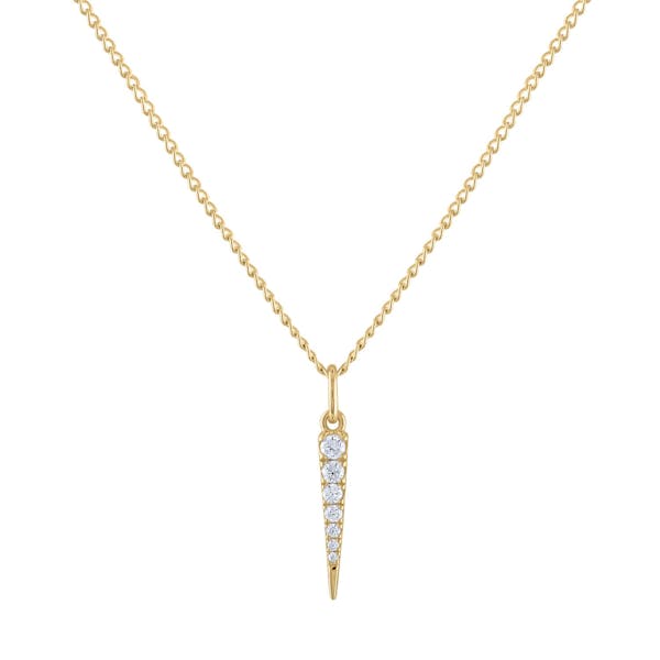 Pave Spike Charm Necklace in Gold Vermeil
