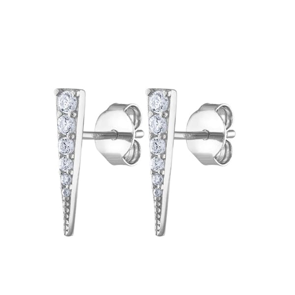 Pave Spike Studs in Sterling Silver