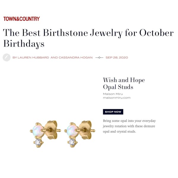 Wish and Hope Opal Studs as Seen in Town & Country