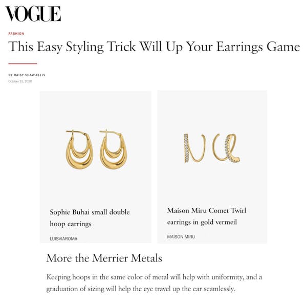 Comet Twirl Earrings as seen in Vogue