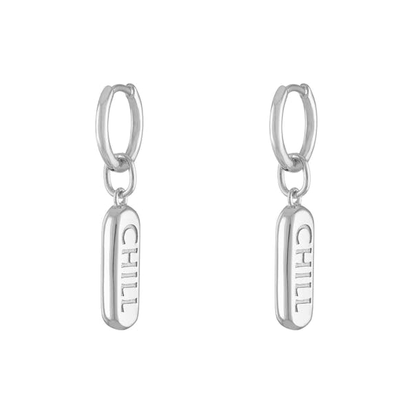 Chill Pill Huggies in Sterling Silver