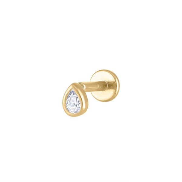 Tiny Dewdrop Threaded Flat Back Earring in Gold