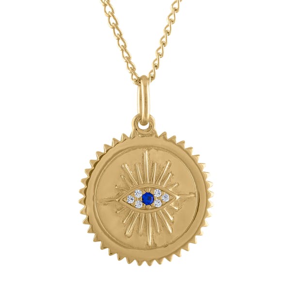 Evil Eye Medallion Necklace in Gold