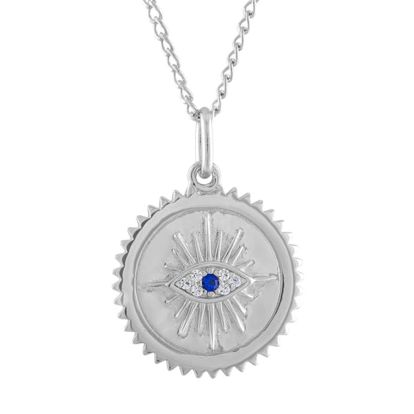 Evil Eye Medallion Necklace in Sterling Silver