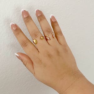 Floating Dewdrop Stacking Ring II on model