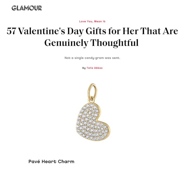 Our Pave Heart Charm as seen in Glamour