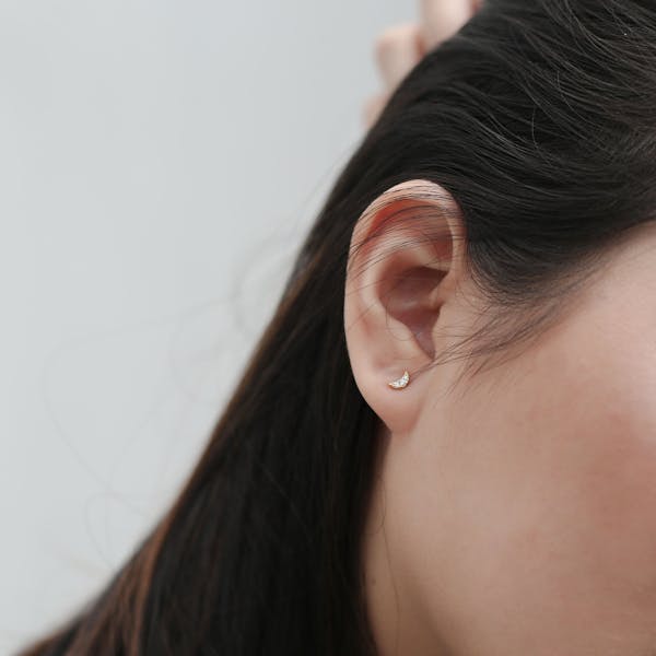 Pave Moon Studs on model