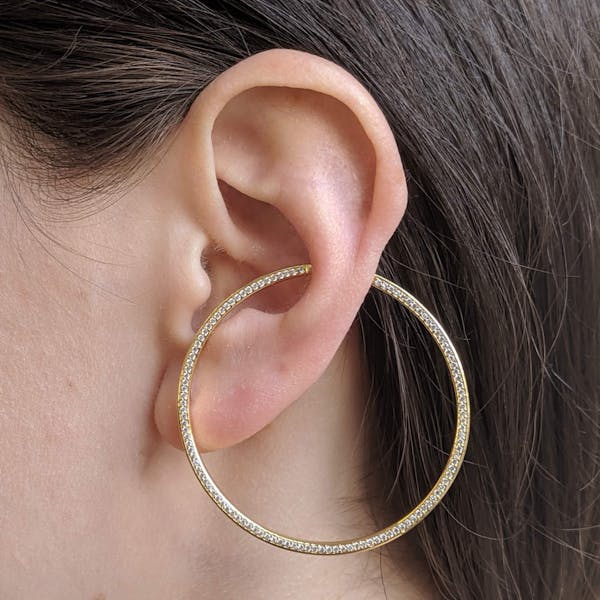 Large Celestial Illusion Hoops on model