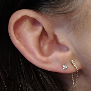 Crystal Trinity Studs in 14k Gold on model