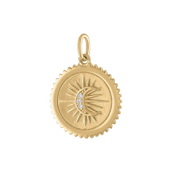 Pave Moon Medallion in Gold Vermeil