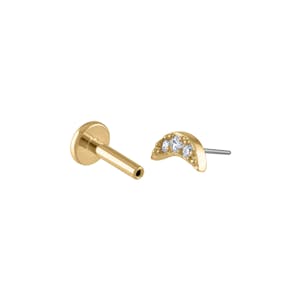 Pave Moon Push Pin Flat Back Earring in Gold