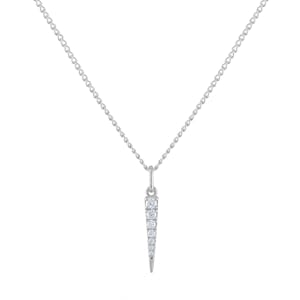 Pave Spike Charm Necklace in Sterling Silver