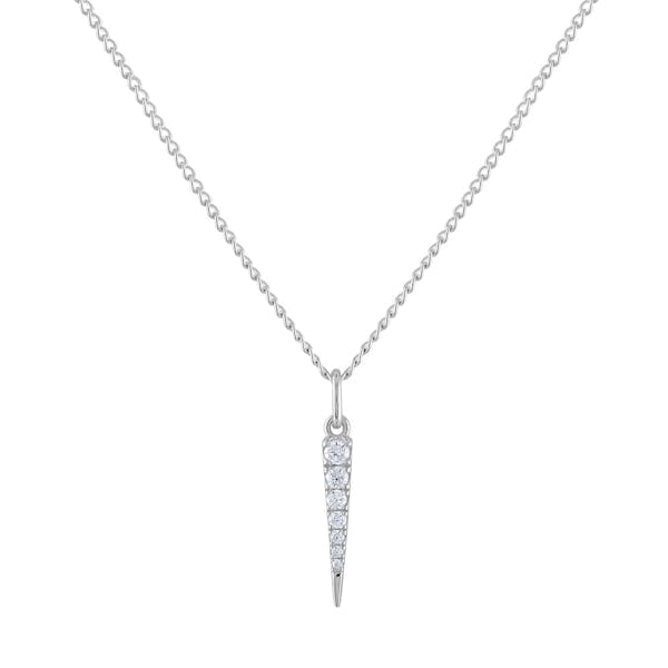 Pave Spike Charm Necklace in Sterling Silver