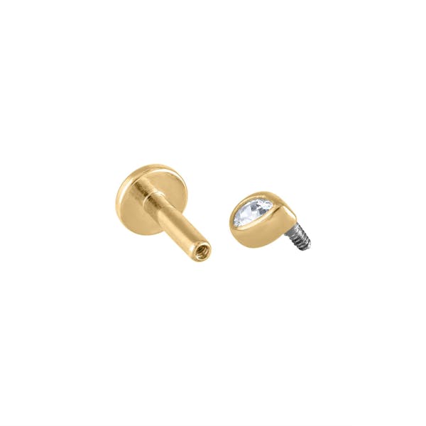 Tiny Dewdrop Threaded Flat Back Earring in Gold