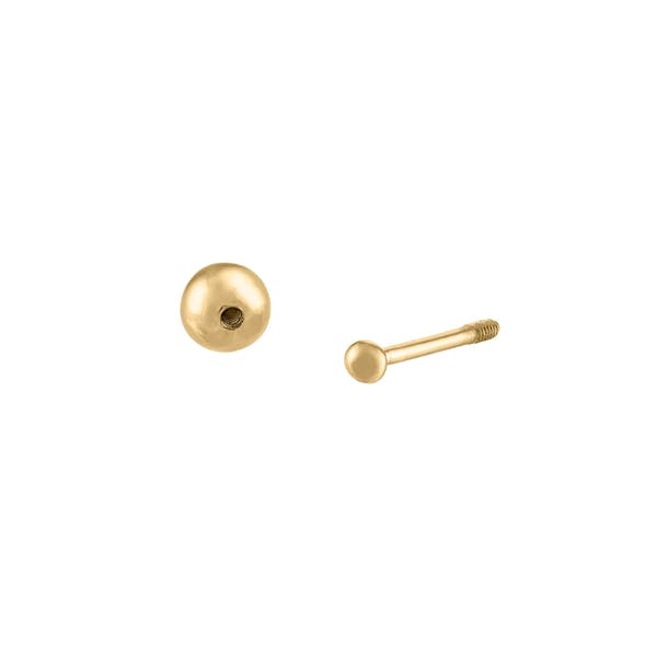 Tiny Secret Ball Back Earrings in 14k Gold