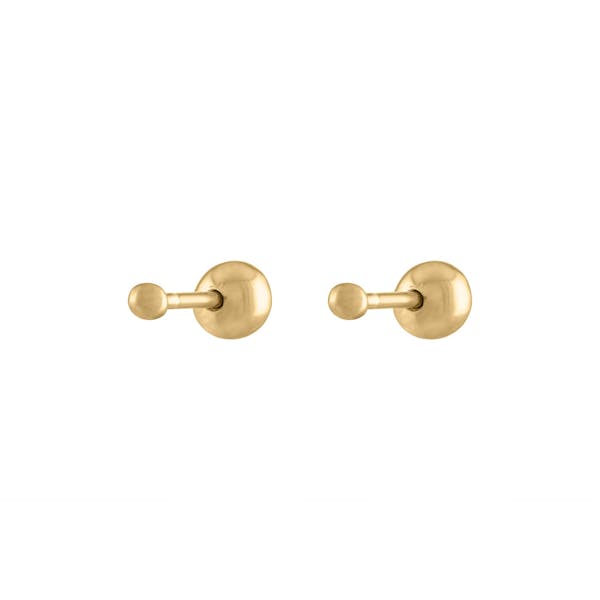 Tiny Secret Ball Back Earrings in 14k Gold