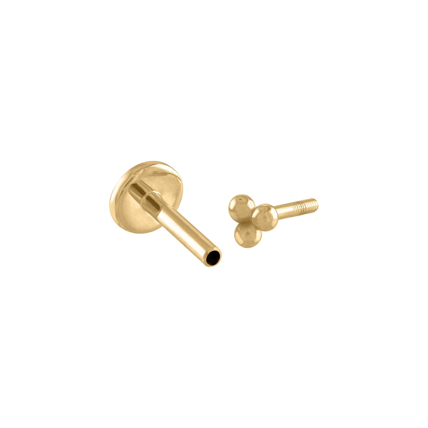 Pave Moon Push Pin Flat Back Earring, Titanium - Gold / 16g: Most Cartilage Piercings / 8mm at Maison Miru